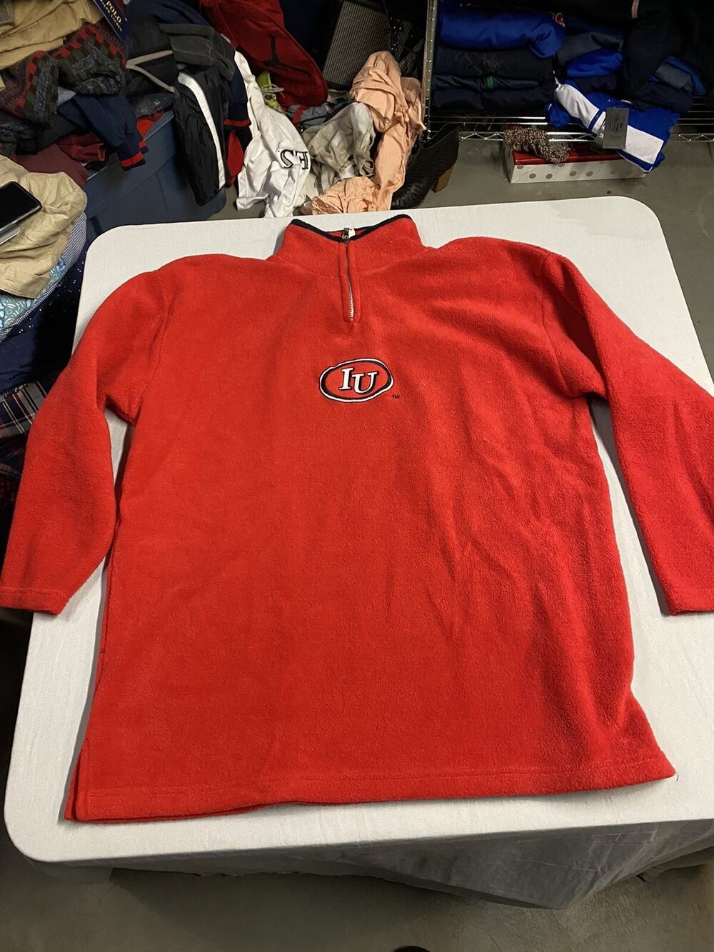 Vintage Indina Hoosiers 1/4 Zip Fleece Red Sweater Size Small Circle Logo